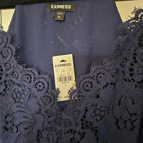 Express Lace Racerback Cami Blue - Picture 2 of 4